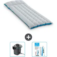 Intex Colchoneta de camping – para 1 persona – 67 x 184 x 17 cm – Azul – incluye bomba y kit de reparación