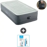 Intex Colchón inflable - Para 1 persona - 99 x 191 x 46 cm - Gris - Incluye bomba - Kit de reparación