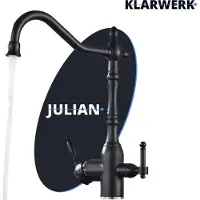 KLARWERK Julian | Grifo vintage mate con filtro de 3 vías | Grifo de acero inoxidable para gastronomía, sistema de ósmosis, para cocina | Grifo retro con mezclador de 360°, filtro y 3 conexiones