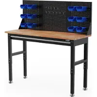 HBM Banco de trabajo de alta resistencia de 152 cm, con un cajón y panel trasero