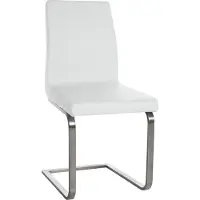 CLP Silla de comedor Belfort, diseño moderno con estructura independiente, respaldo alto, asiento acolchado y estructura de acero inoxidable. Color: blanco