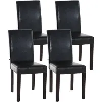 CLP Juego de 4 sillas de comedor Ina, tapizadas en cuero sintético con estructura de madera. Color: marrón. Color de la estructura: marrón oscuro