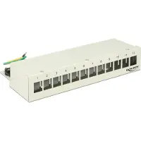 DeLOCK Panel de conexión de escritorio , tipo Keystone, color grisáceo, RAL 7035, con 12 puertos