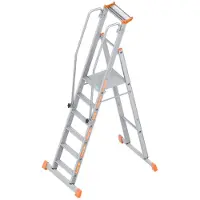 Layher Plataforma , modelo 1074, con 6 escalones y travesaño [Precio especial]