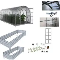 BAUMERA Kit de invernadero KLASIKA de 3x6 metros – policarbonato de 6 mm, puerta adicional, estanterías, sistema de riego, 2 bancales elevados, ventana de techo con apertura automática