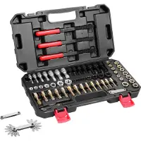 Vevor Kit de reparación de roscas VEVOR para roscas UNC, UNF y métricas, juego de 61 piezas, herramienta para rehacer roscas con brocas, insertos y limas para mecánicos y aficionados al bricolaje