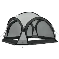 Pro-Tec Domo para eventos Grästorp, carpa de fiesta con iluminación LED, incluyendo panel solar. Carpa para eventos, impermeable, de 3,45 x 3,45 x 2,47 metros, color gris