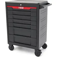 HBM Carro de herramientas 7 cajones, 68 cm, negro