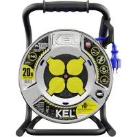 Plastrol Cuerda de alimentación con cable de extensión, 4 enchufes 2P+PE Schuko, IP44, 16A, 3 x 2,5, 20 metros, color azul