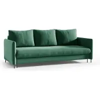 Sofello Sofá cama JULIE. Sofá extensible. Sofá con función de cama y espacio de almacenamiento. Color verde terciopelo