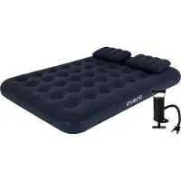 Avenli 24032: Colchón inflable con bomba manual, 2 almohadas, 191 x 137 x 22 cm, color azul