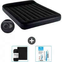 Intex Colchón inflable - Para 2 personas - 152 x 203 x 25 cm - Azul - Incluye bomba - Sábana ajustable y kit de reparación