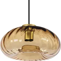 Osram Lámpara colgante Decor Gold, con pantalla de vidrio ámbar y estructura de metal dorado, casquillo E27, 280 mm, con un efecto de iluminación especial