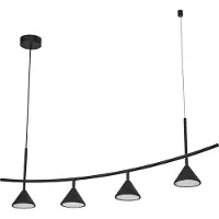 Osram imitación Fuji Linear, lámpara colgante decorativa, 4 luces, 16 W, 620 lm, 3000 K, 930 blanco cálido, no regulable, IP20, negro, acero, bombilla no sustituible.