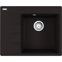 Franke - Fregadero CNG 611-62, color negro mate. Cubeta a la derecha con sistema de control excéntrico. Medidas de corte: 600 x 480 mm, radio R15. Fregadero de granito
