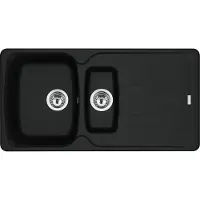 Franke Fregadero modelo ANTEA AZG 651-97, color negro mate, con sistema de control excéntrico, mando giratorio cromado, tamaño de corte de 950 x 480 mm, radio de corte R27. Fregadero de granito