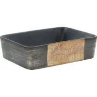Syfax Lavabo encimera rectangular cerámica negro marrón 46x35,5x13 cm