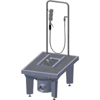 Kwc Sistema de limpieza para botas AR, modelo SIRIUS, dimensiones 600x450x900 mm, con depósito para sedimentos y sifón