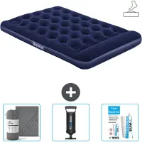 Bestway Colchón inflable - Cama doble - 137 x 191 x 28 cm - Azul - Incluye accesorios