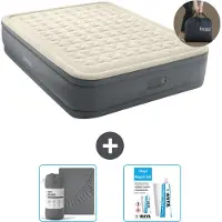 Intex Colchón inflable - Para 2 personas - 152 x 203 x 46 cm - Gris - Incluye bomba - Incluye sábanas sujetadoras y kit de reparación