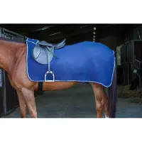 Ekkia Manta para caballo de la marca RIDING WORLD, modelo "Outdoordecke", tipo "Nierendecke" (manta para riñones), fabricada en polarfleece de 220D, color azul marino/azul claro, talla 125 cm
