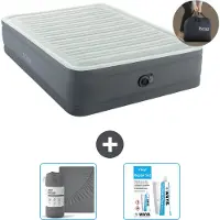 Intex Colchón inflable - Para 2 personas - 152 x 203 x 46 cm - Gris - Incluye bomba - Incluye sábanas sujetadoras y kit de reparación