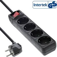 InLine 16441D, 1,5 metros, 1,5 mm², color negro, plástico, 4 tomas de corriente AC, 374 gramos