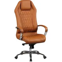 KADIMA DESIGN , sillón de diseño Milano, cuero genuino, color caramelo, con altura ajustable