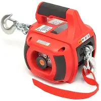 HBM Cabrestante y polipasto portátil accionado por taladro, 225 kg, rojo