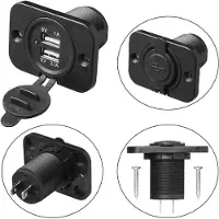 Pricenet Enchufe USB doble de 2100mA, 12V/24V, para instalación en vehículos, conector empotrable, cargador para camiones
