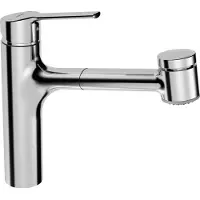 Hansa Grifo mezclador para lavabo Ronda con 2 chorros. Incluye: cabezal de ducha extraíble, mangueras flexibles y acabado cromado. Cantidad: 1 unidad.