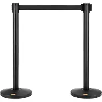 Vevor Sistema de control de multitudes , compuesto por cinta de barrera y soportes, de 2 piezas. Cinta retráctil negra de 3,3 metros x 48 mm. Ideal para aeropuertos, ferias, eventos deportivos, etc.