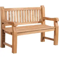 CLP Banco de jardín Teakbank Jackson V2, con respaldo, resistente a la intemperie, estable y de madera maciza | Color: teca. Tamaño: 120 cm