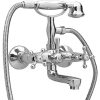 Syfax Grifo de bañera 2 mandos + desviador y alcachofa cromado retro
