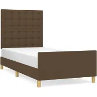 Syfax Estructura de cama con cabecero de tela marrón oscuro 80x200 cm