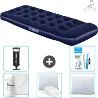 Bestway Colchón inflable - Para 1 persona - 76 x 185 x 28 cm - Azul - Incluye accesorios