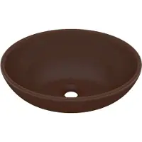 Syfax Lavabo de lujo ovalado cerámica marrón oscuro mate 40x33 cm