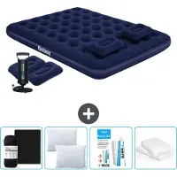 Bestway Colchón hinchable - Para 2 personas - 152 x 203 x 22 cm - Azul - Incluye bomba de aire manual - Almohada - Accesorios