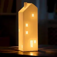 Spetebo Lámpara de mesa de porcelana con diseño escandinavo, color blanco mate, dimensiones 27 x 9 cm. Lámpara decorativa de cerámica para bombilla E14