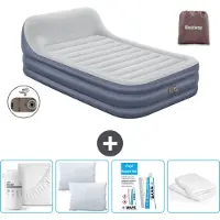 Bestway Colchón inflable - Para 2 personas - 152 x 226 x 46 cm - Gris - Incluye accesorios