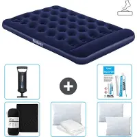 Bestway Colchón inflable - Cama doble - 137 x 191 x 28 cm - Azul - Incluye accesorios