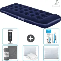 Bestway Colchón inflable - Para 1 persona - 76 x 185 x 28 cm - Azul - Incluye accesorios