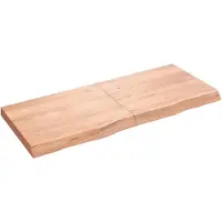Syfax Encimera baño madera maciza tratada marrón claro 120x50x(2-6)cm