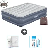 Bestway Colchón hinchable - Para 2 personas - 152 x 203 x 51 cm - Gris - Incluye accesorios