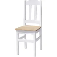 Koma Tools Silla de comedor, pino macizo, blanco/sin tratar, altura 90 cm