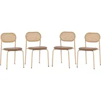 Sweiko Juego de 4 sillas de comedor , diseño moderno y sencillo, con cuatro patas de metal, estilo ratán, color marrón