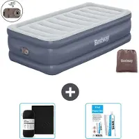 Bestway Colchón inflable - Para 1 persona - 97 x 191 x 51 cm - Gris - Incluye accesorios
