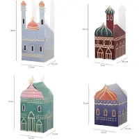 Markenlos 30 casas de colores con adornos, cajas de calendario de Ramadán de CraftWerk, cajas reutilizables para regalos de Eid Mubarak, aptas para niños y adultos