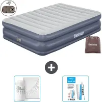 Bestway Colchón hinchable - Para 2 personas - 152 x 203 x 51 cm - Gris - Incluye accesorios