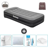 Bestway Colchón inflable - Para 1 persona - 97 x 191 x 46 cm - Gris - Incluye accesorios